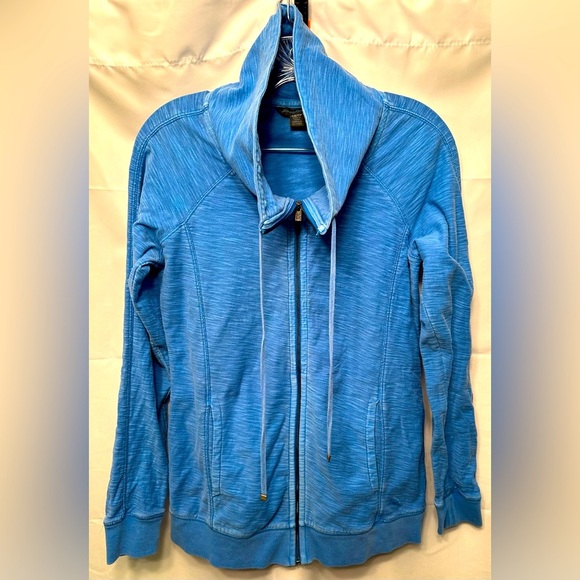Tommy Bahama Full Zip Sweatshirt Women's Size XS Blue Mock Neck Collared Pockets - Picture 1 of 10